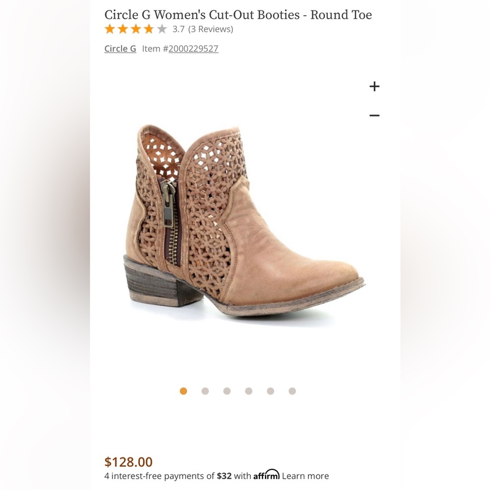 🌾Circle G by Corral Leather Cutout Tan Booties 7.5 - Picture 10 of 10